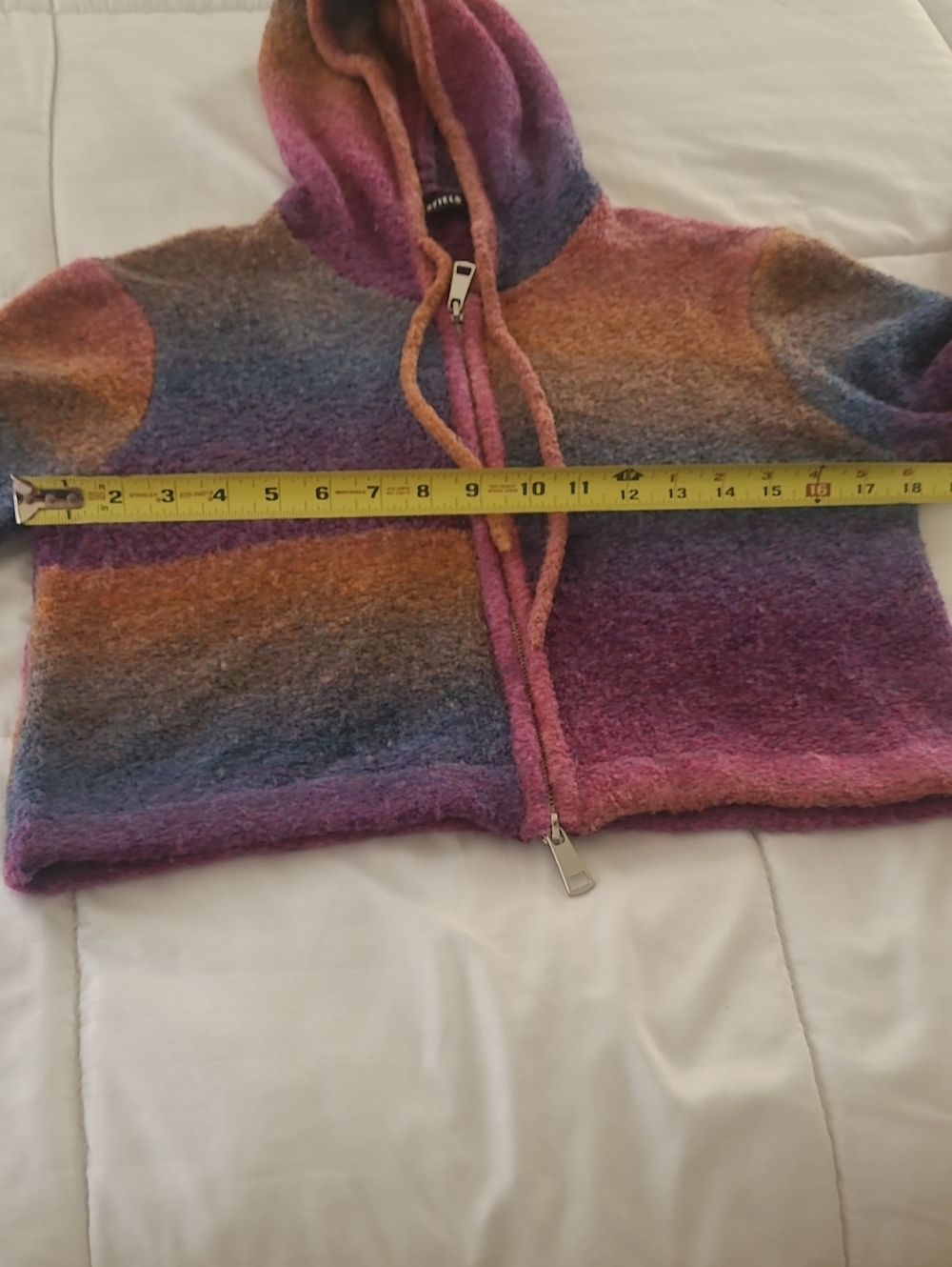 Dangerfield Multicolor Ombre Crop Hooded Wool Blend Sweater Size 12/M - Picture 3 of 10